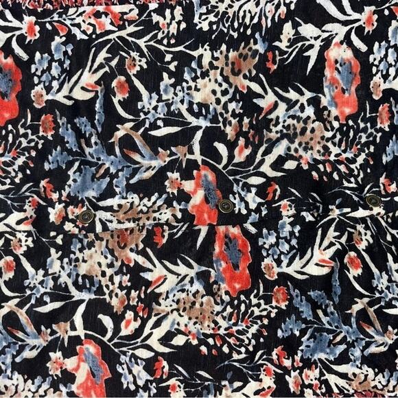 Lucky Brand Mixed Print Blouse Womens Size Small Back Button Ruffle Boho Chic - Picture 9 of 10